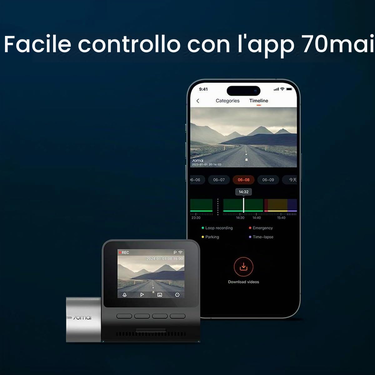 70mai A510-1 Set dash cam doppia 1944P HDR