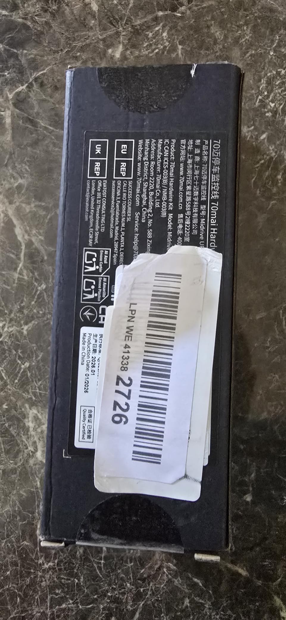 70mai UP03 kit cablaggio dash cam USB-C 3,3m 12V-30V