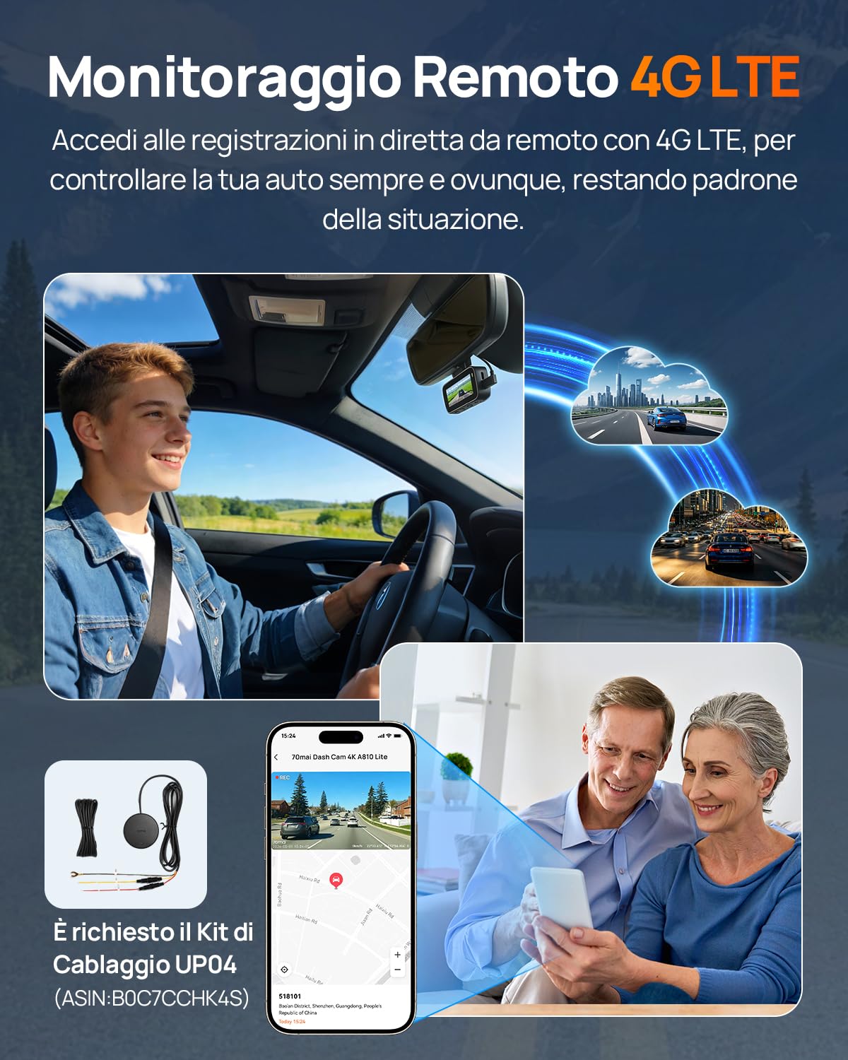 70mai A810 Lite Dash Cam Auto 4K+1080P 64GB GPS
