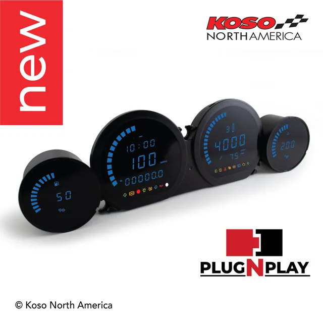 Koso HD-03L Quadro Strumenti Harley LED Blu 4 Pezzi