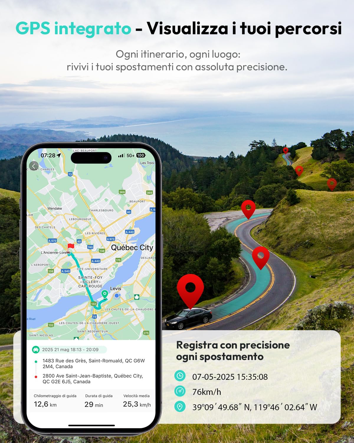 Botslab G300H Plus dash cam 4K fronte e retro 64 GB