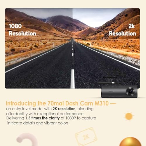70mai M310 dash cam auto 2K grigio scuro visione notturna