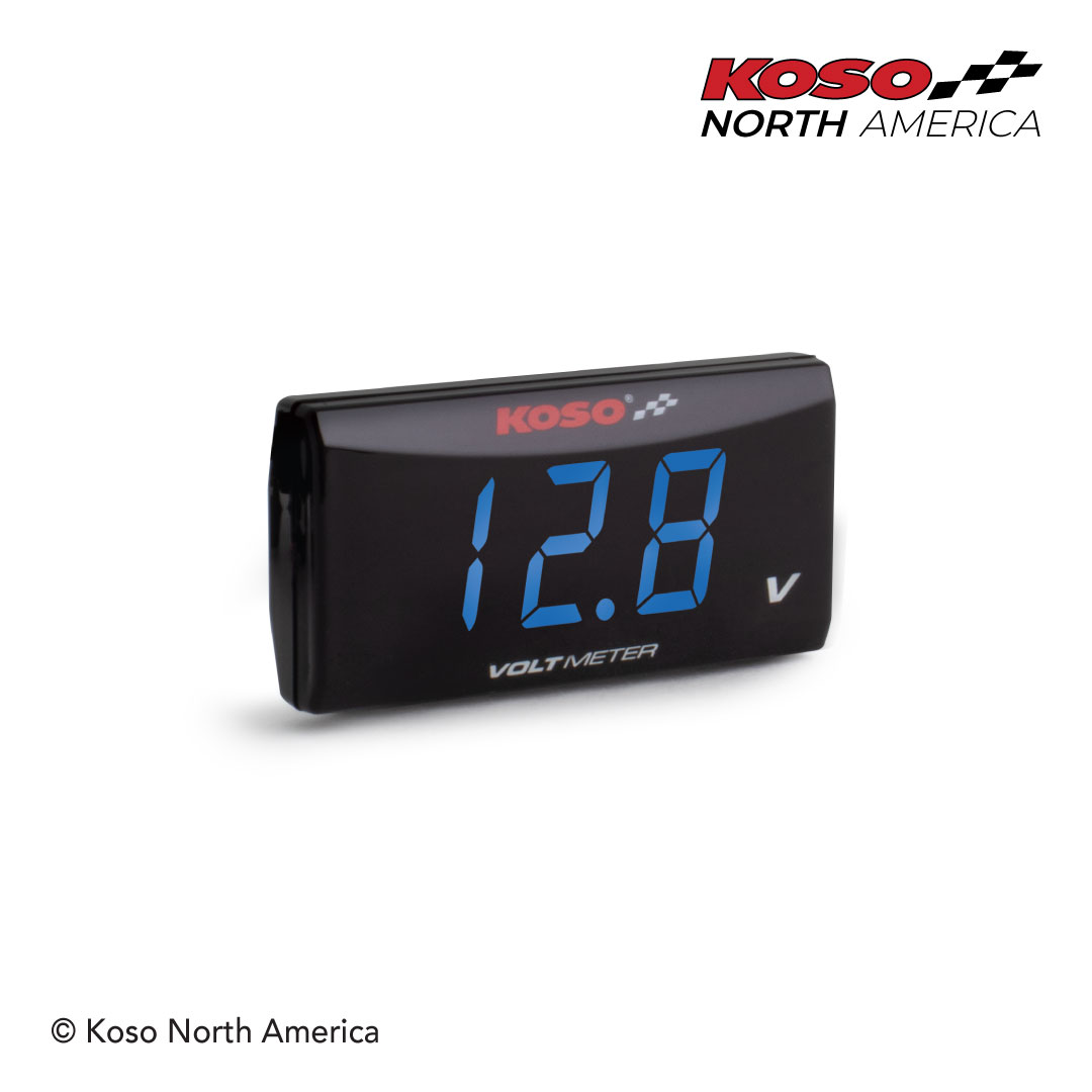 Koso Super Slim voltmetro LED blu con allarme 12V