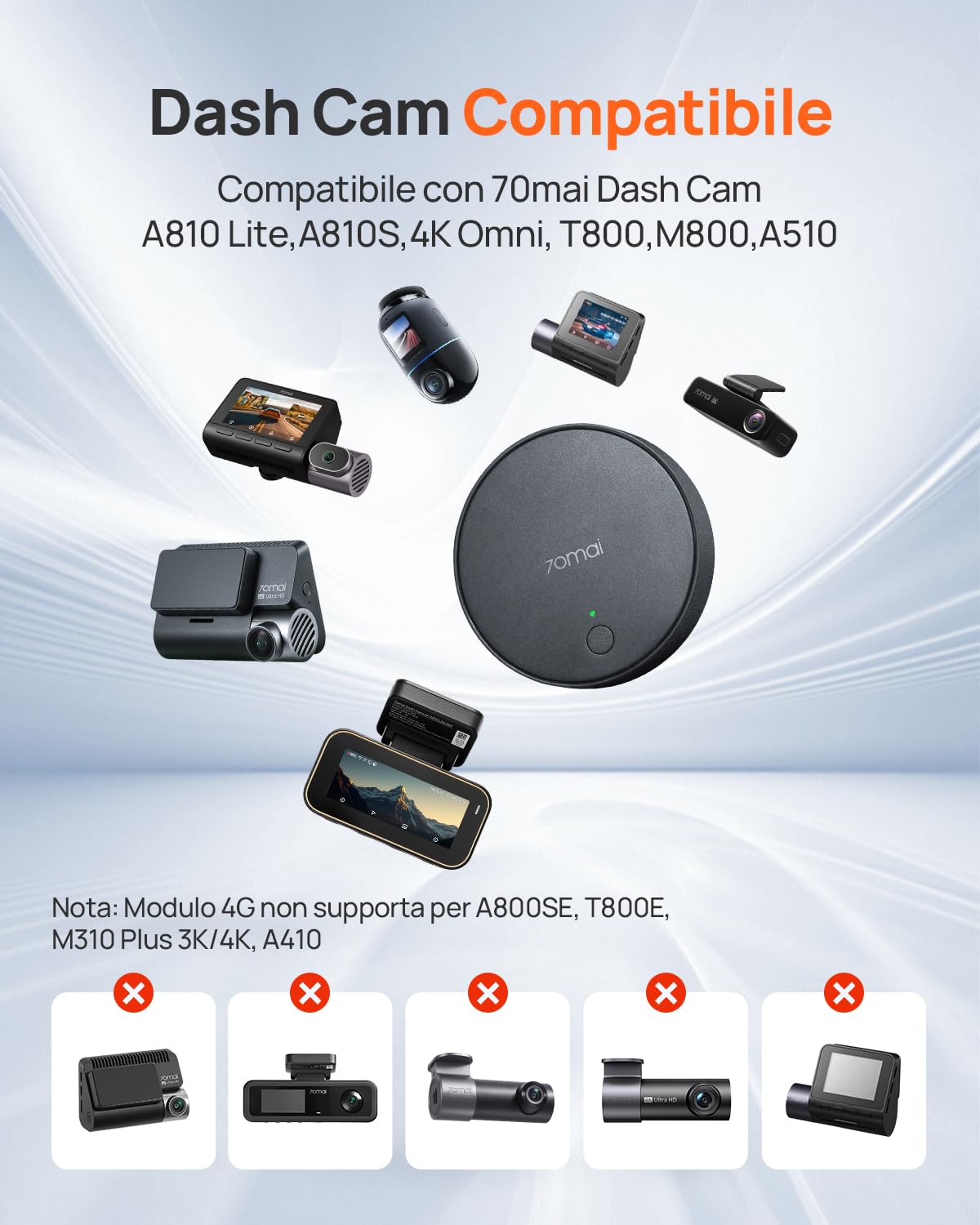 70mai UP04 Kit Cablaggio 4G Dash Cam con SIM 12V