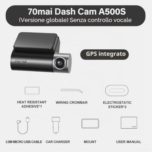 70mai A500S Pro Plus+ dash cam auto 1944P con GPS