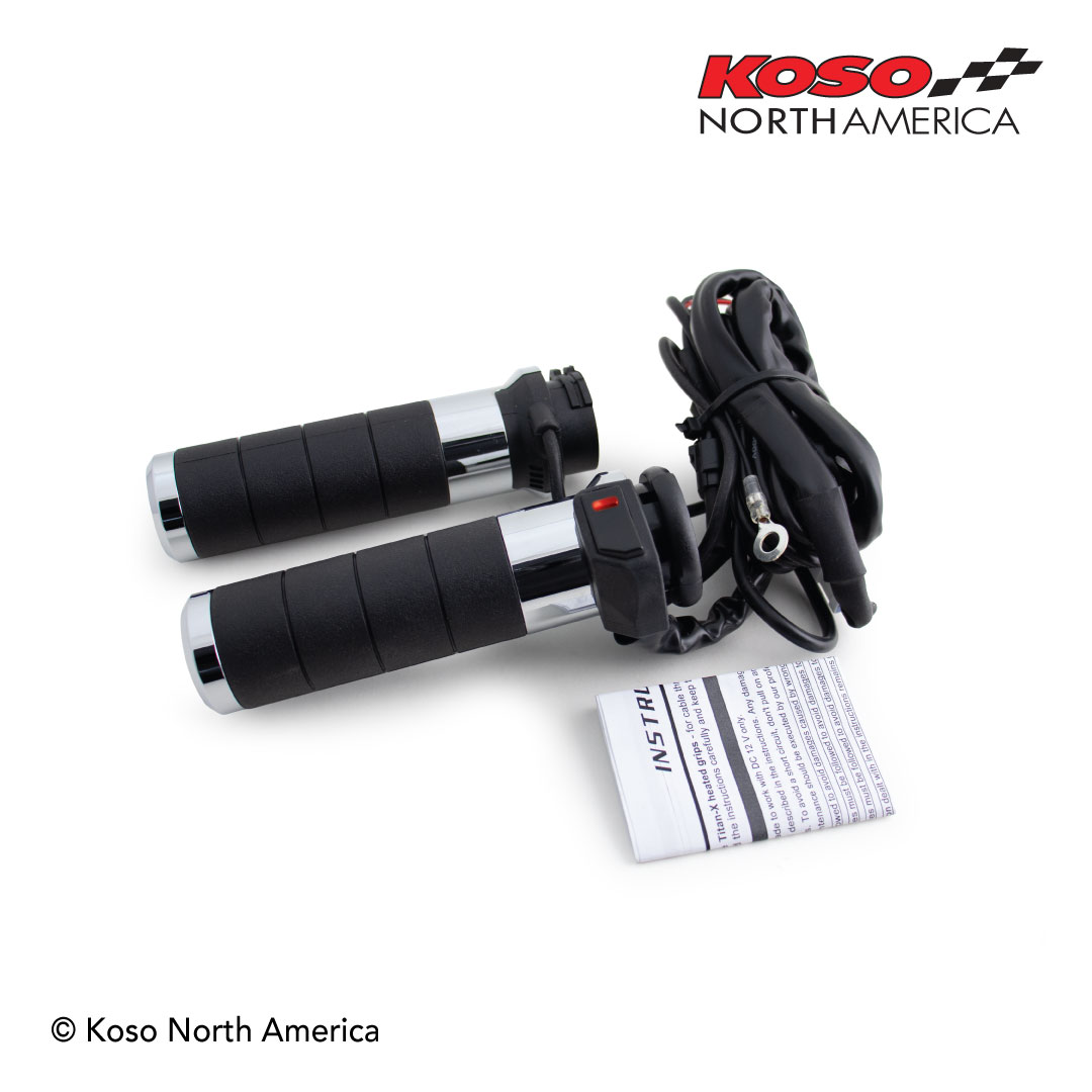 Koso Titan-X manopole riscaldate cromate Harley