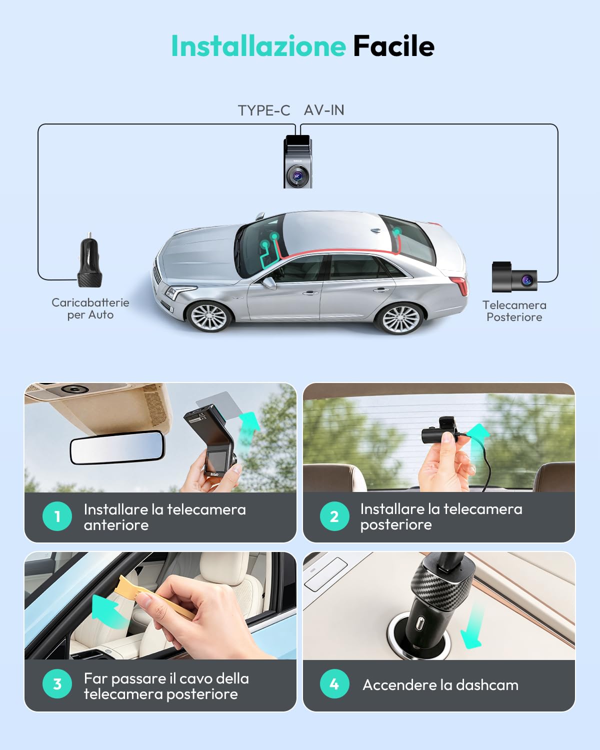 Botslab G300H Plus dash cam auto 4K doppia 64GB