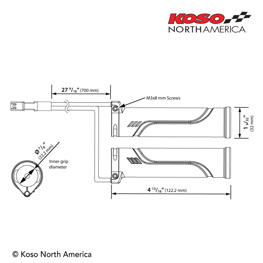 Koso HB-01 manopole riscaldate bici USB