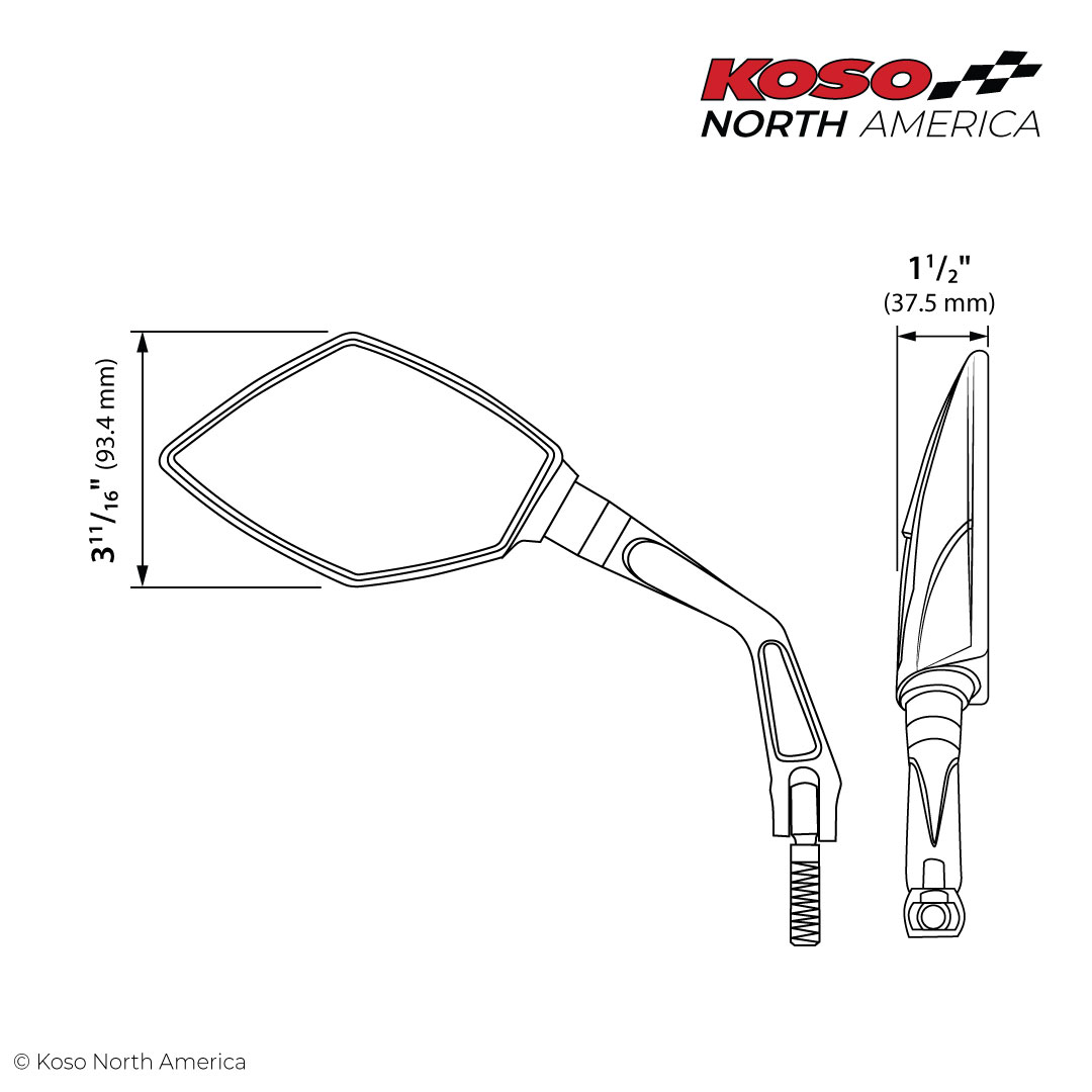 Koso Apex specchietti moto M10 nero opaco coppia