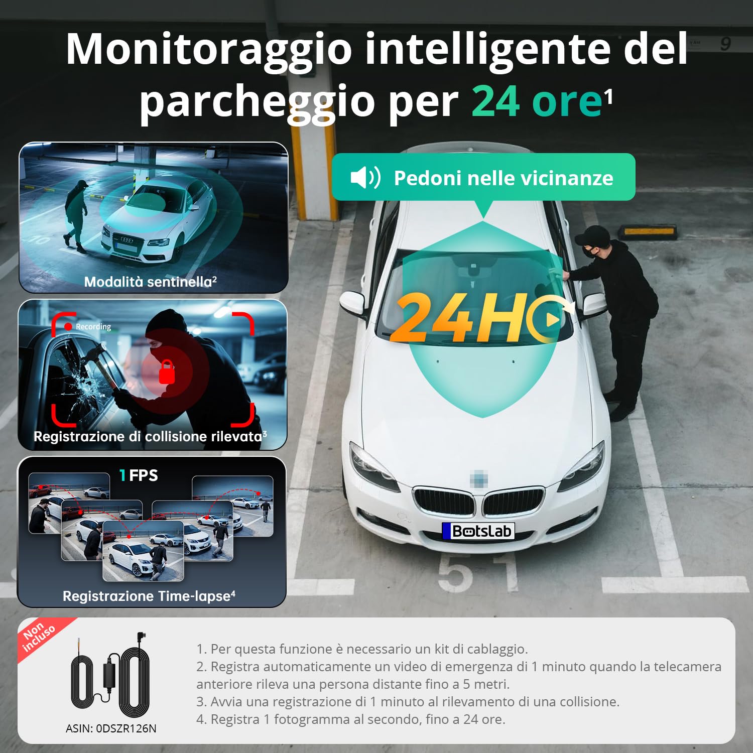Botslab G980H dash cam 3 canali 4K controllo vocale