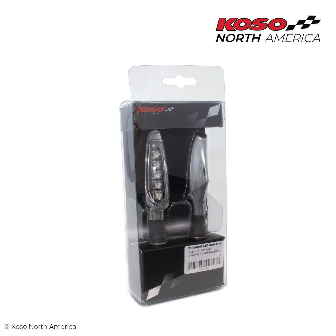 Koso Unlimited frecce LED moto cromate coppia ambra