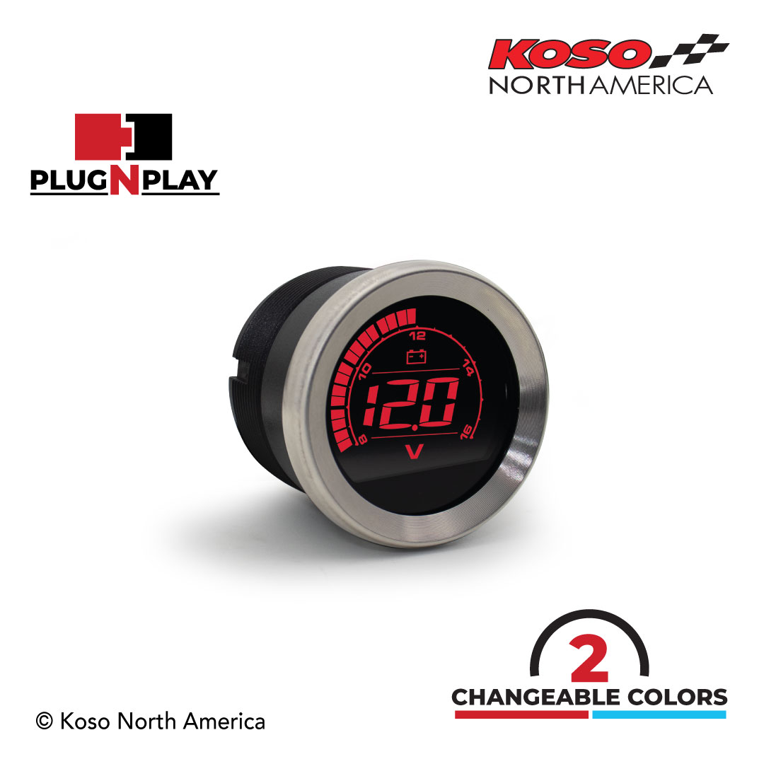 Koso HD-02V Voltmetro Harley-Davidson Ghiera Argento