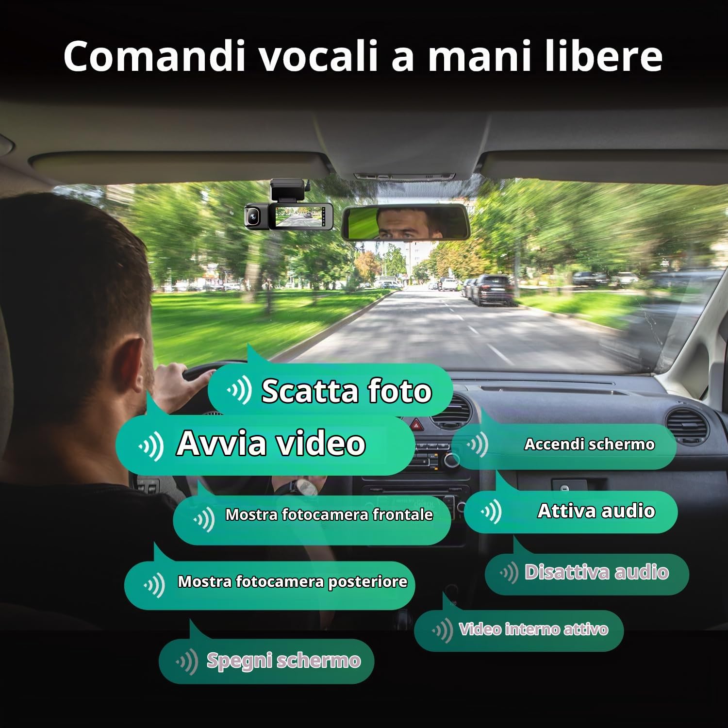 Botslab G980H dash cam 3 canali 4K controllo vocale