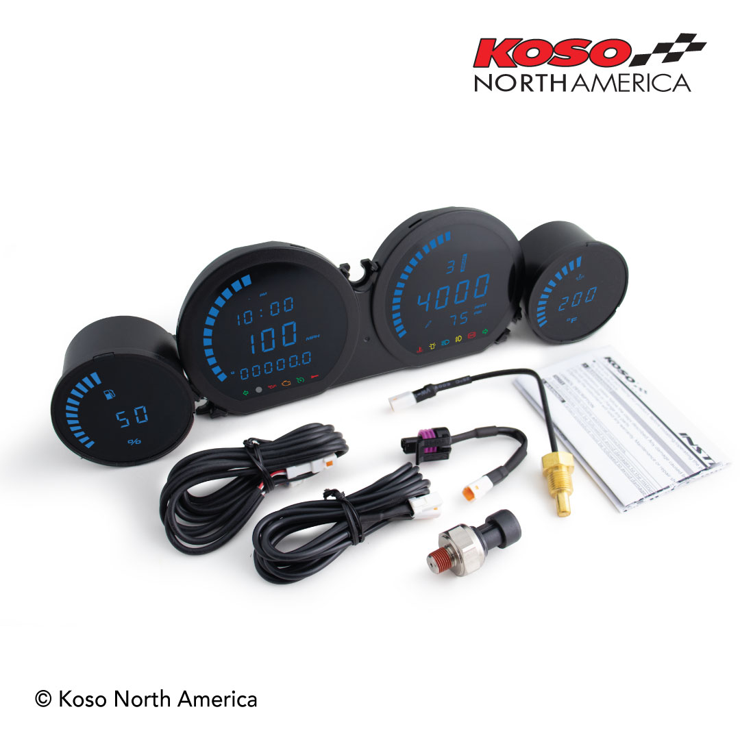 Koso HD-03L kit strumenti LED Harley blu 4 pezzi
