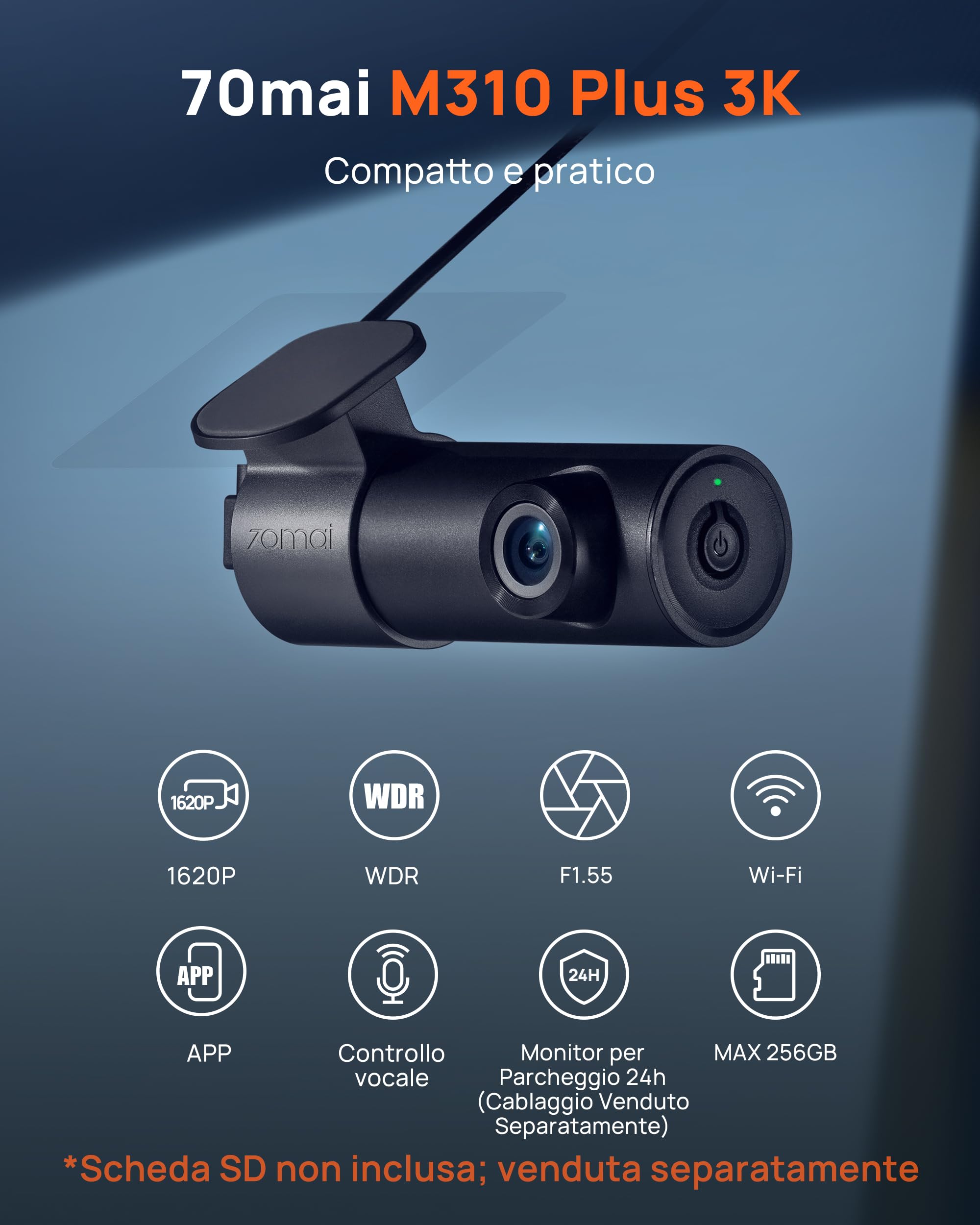 70mai M310 Plus 3K Dash Cam Auto 1620P WiFi 139°