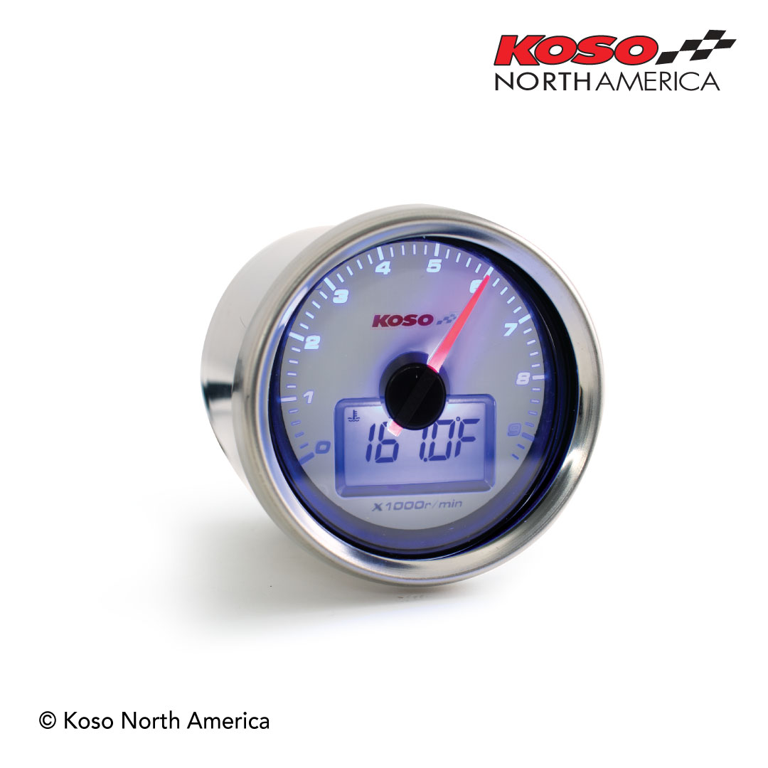 Koso GP Style contagiri moto bianco con temperatura