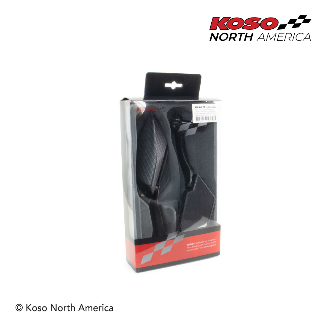 Koso TT-Style specchietti moto carbonio lente chiara neri